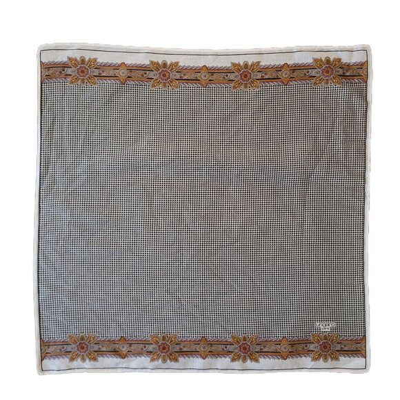 Men's Ungaro Cotton Handkerchief Pocket Square Houndstooth & Floral 17" Hanky - Picture 2 of 5